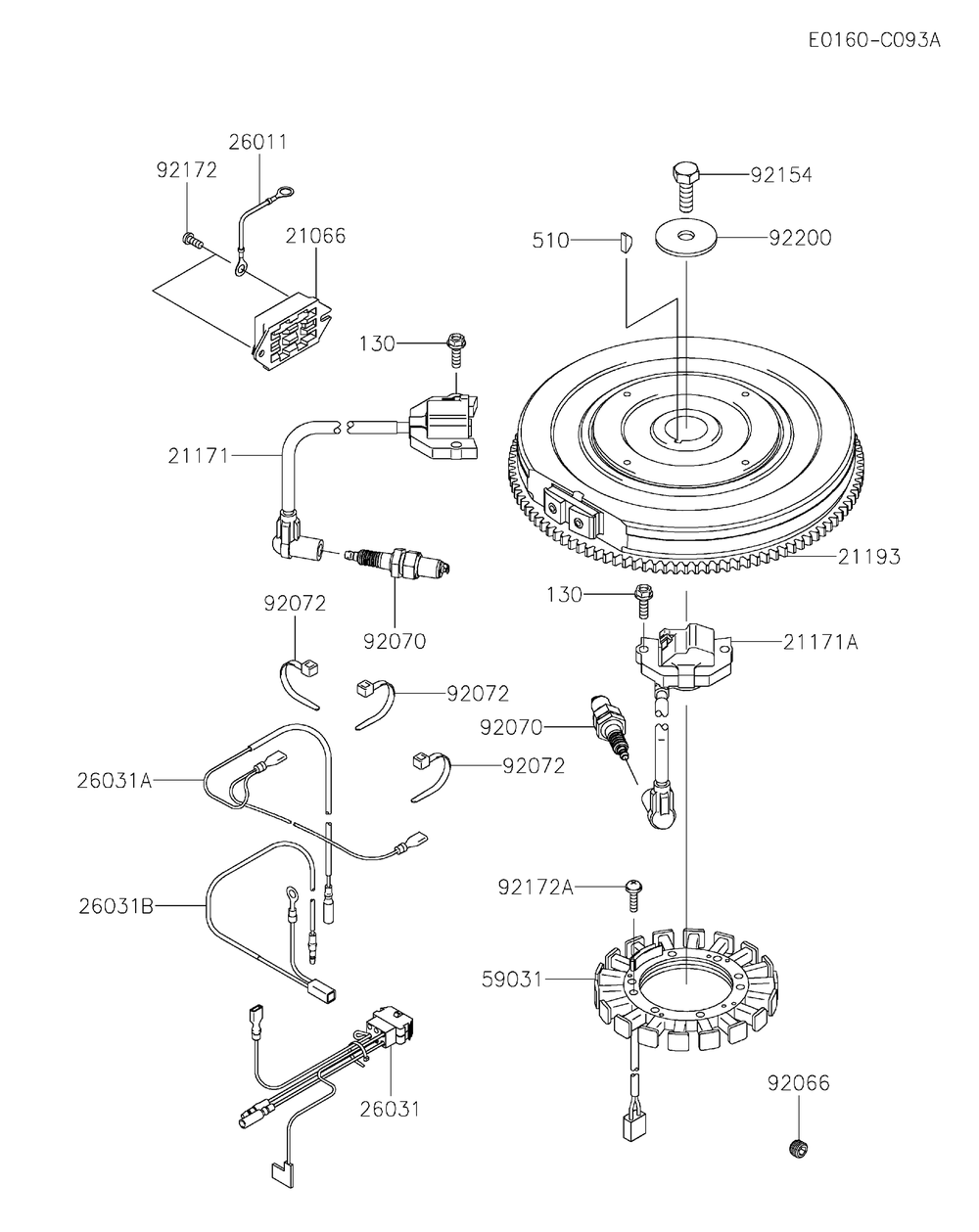 Fx921v-Ds13 Electric Equipment Diagram and Parts List for FX921V-DS13  Cub Cadet Lawn Tractor